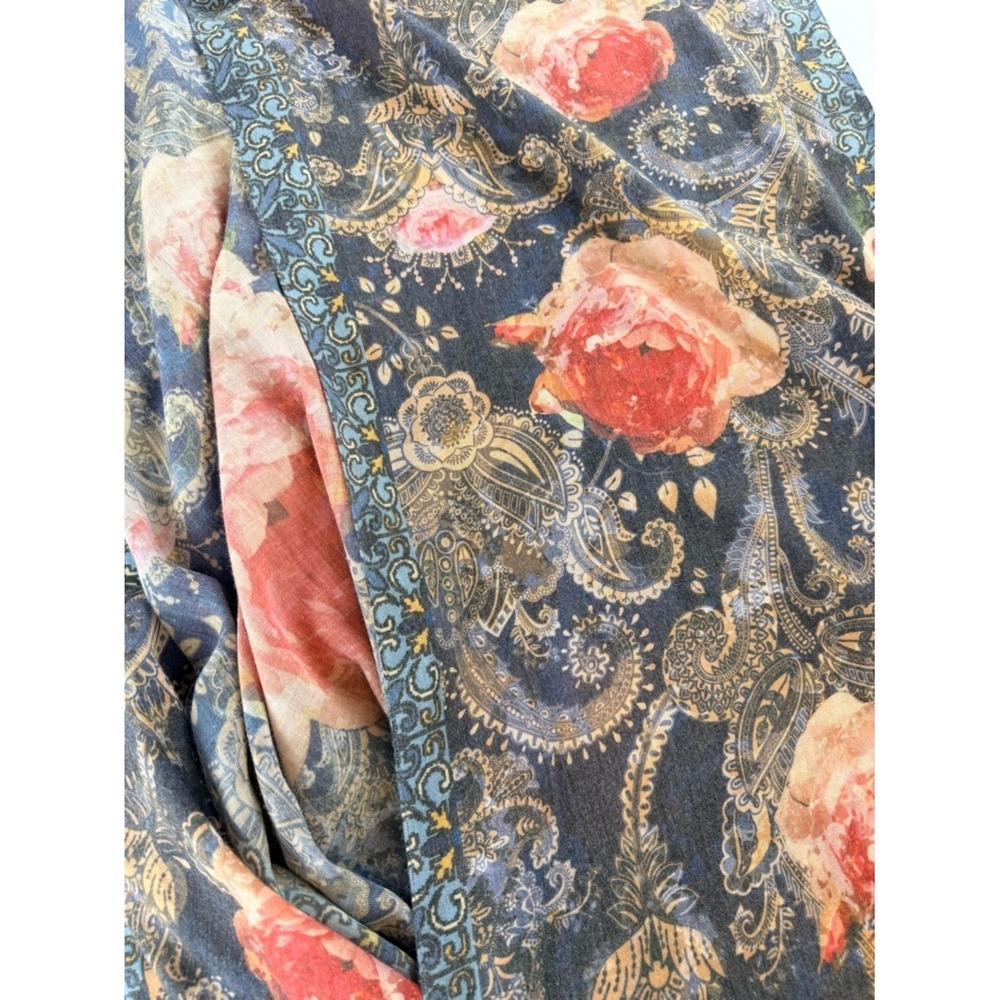 J&C Sunny Boho Floral Paisley Kimono Cardigan One Size Sheer festival‎ beach - Picture 4 of 7